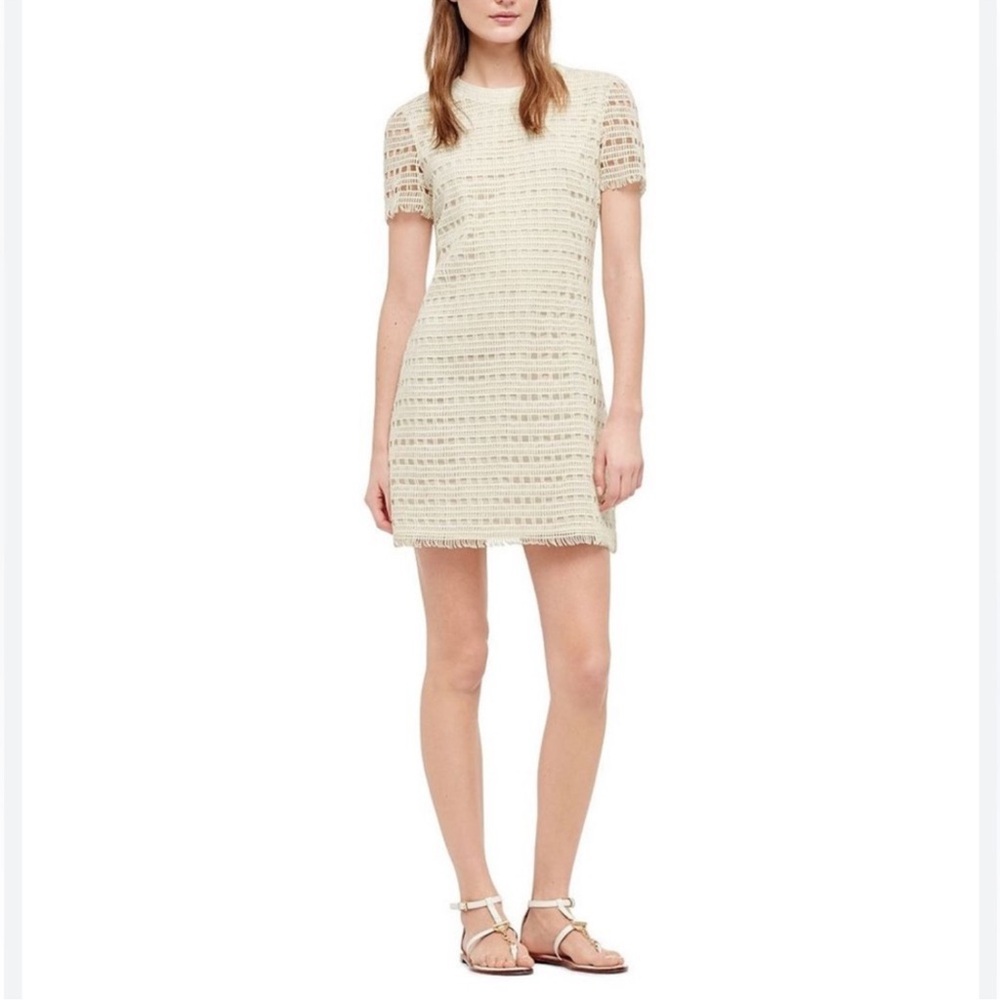 Tory Burch Ivory Lace Shift Dress Natural Crochet
